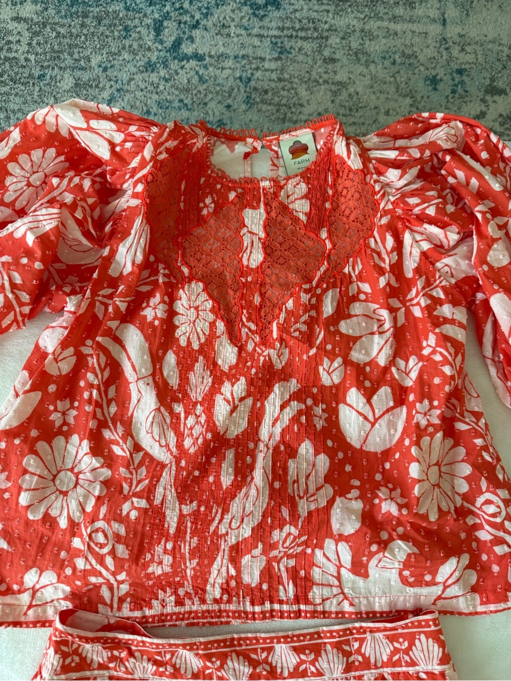 FARM Rio Coral Red and White Floral Two-Piece Set - Picture 2 of 15